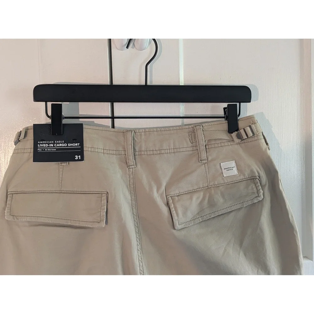 American Eagle NEW Flex Lived In Cargo Shorts NWT Khaki Beige Men's Size 31 Code